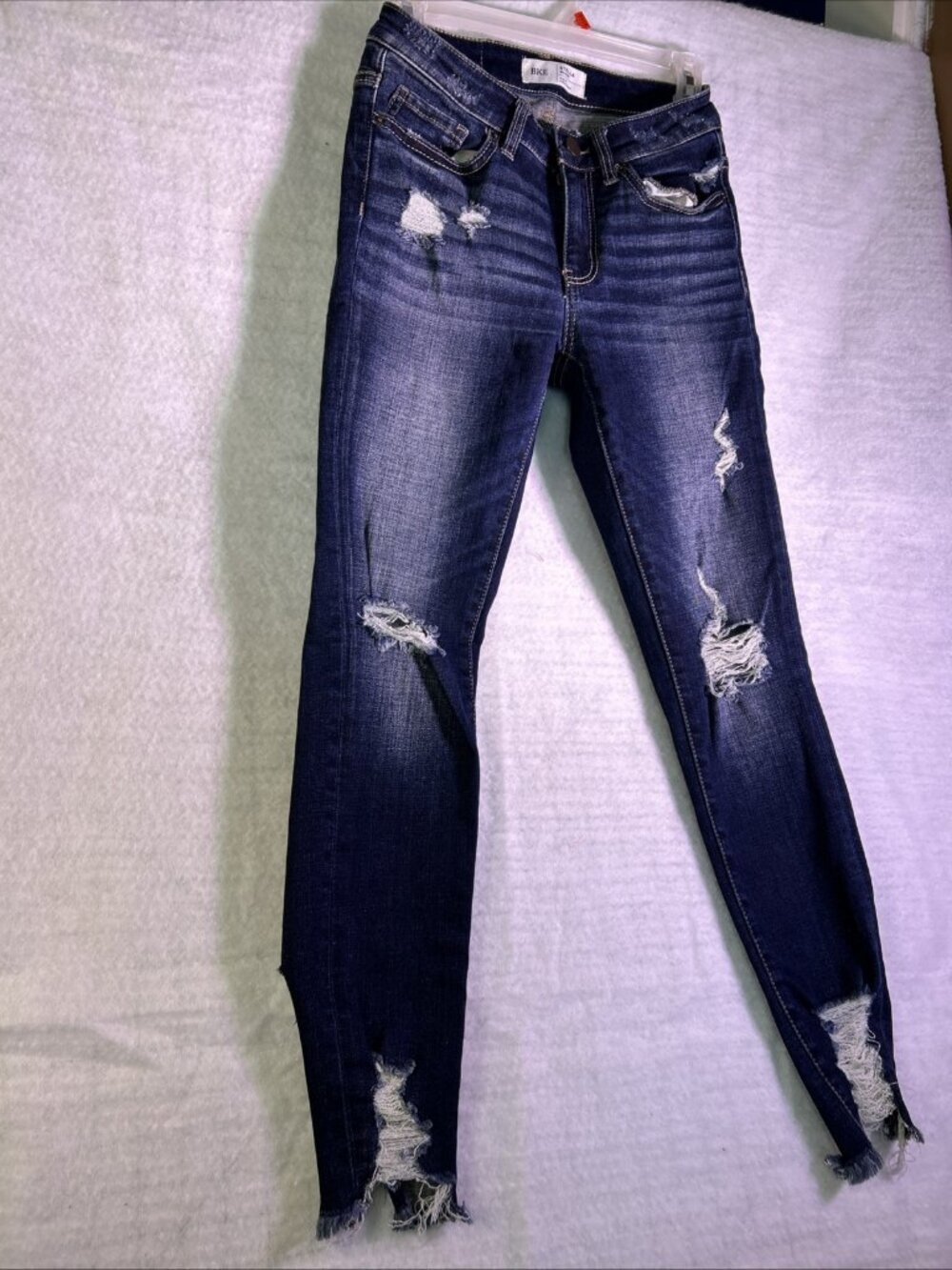 BKE Jeans Stella Womens Sz 25 Distressed Raw Hem Slim Fit Mid Rise Ankle Skinny